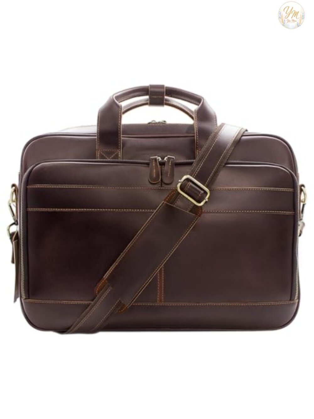 Full Grain Leather Briefcase for Men Fits 15.6 Inch Laptop